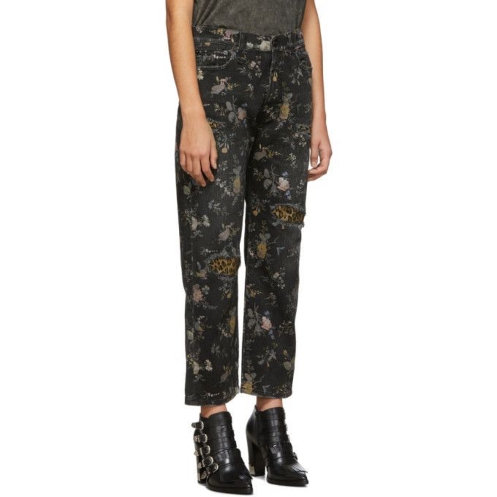R13 “Boyfriend” style Size 30” Straight-leg Floral Japanese stretch denim jeans